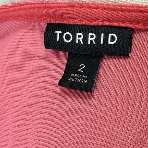 Torrid Stretch Velvet Blouse Women's 2X Pink Ruched Flutter Sleeve Top Romantic - Picture 6 of 8